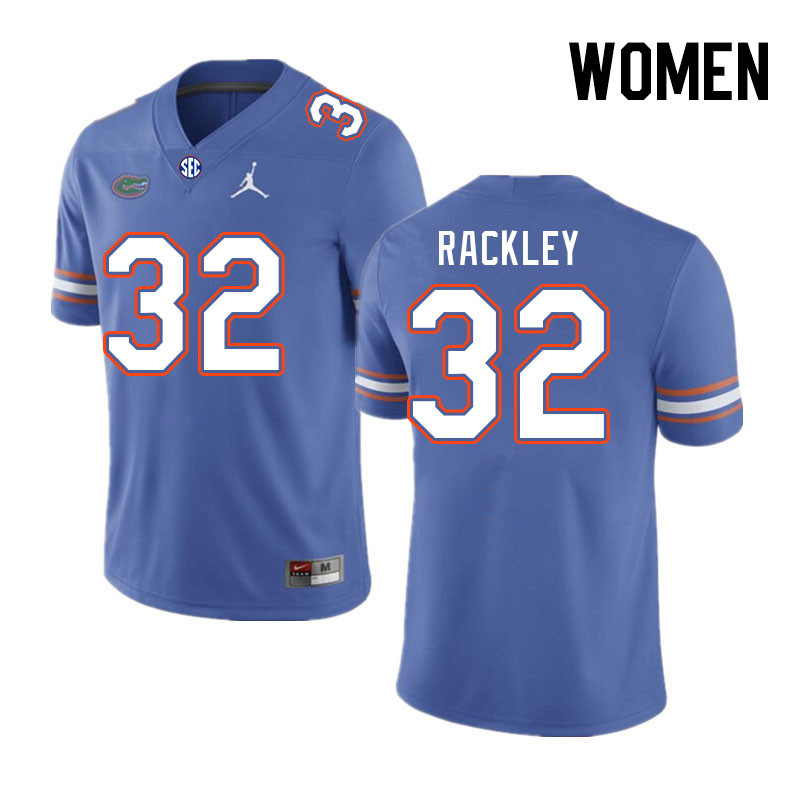 Women #32 Cahron Rackley Florida Gators College Football Jerseys Stitched-Royal